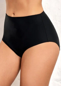 High Waisted Elastic Detail Black Swimwear Panty -Rosewe Swimwear Store 293407 P 164187152135002
