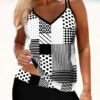 Black Geometric Print Mid Waist Tankini Set -Rosewe Swimwear Store 295110 P 1641536244362