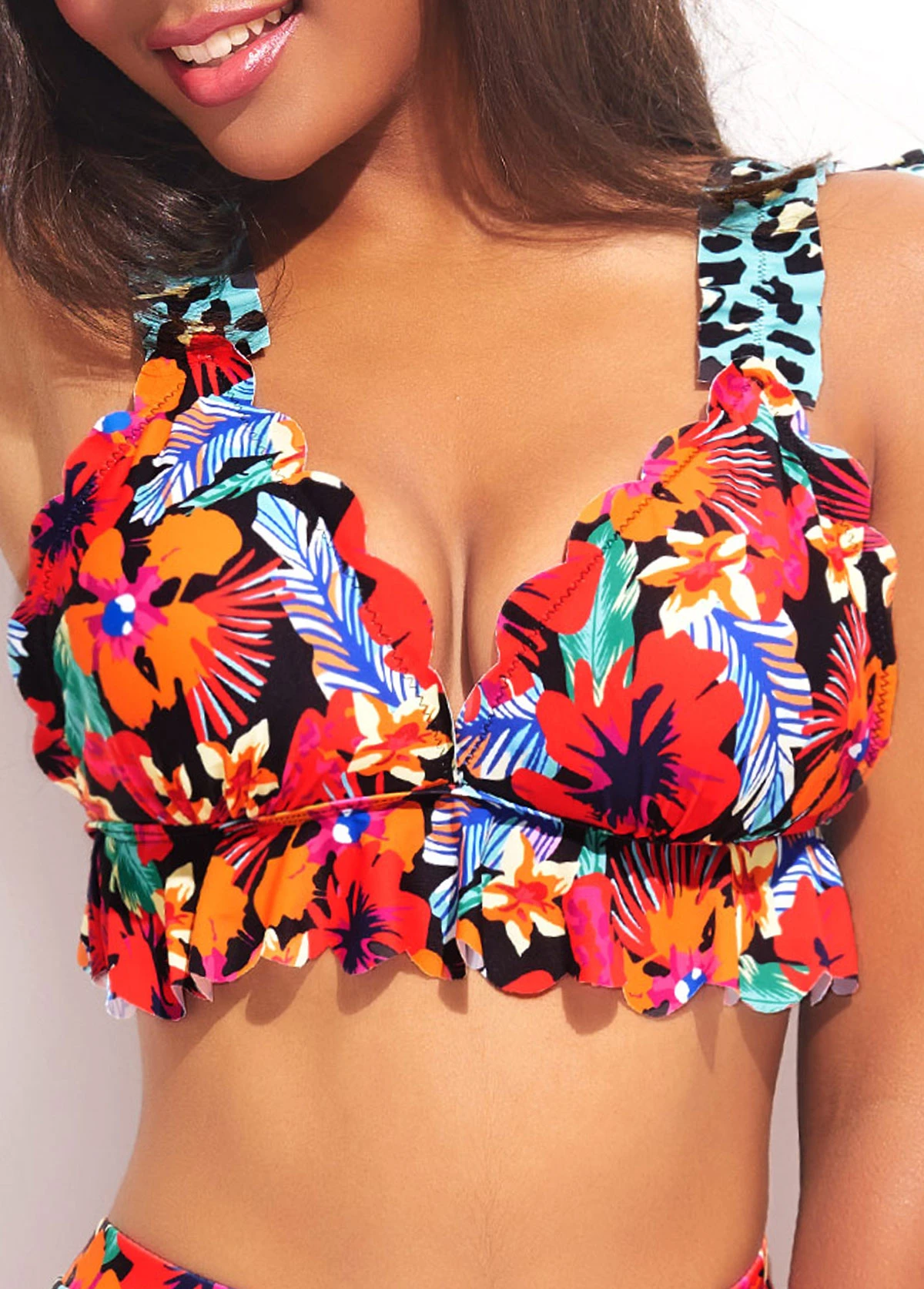 Flounce Floral Print High Waisted Bikini Set 8 Flounce Floral Print High Waisted Bikini Set - Image 6