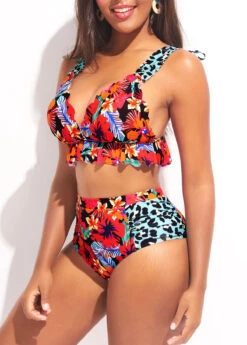 Flounce Floral Print High Waisted Bikini Set 12 Flounce Floral Print High Waisted Bikini Set -Rosewe Swimwear Store 295577 P 16474852666552