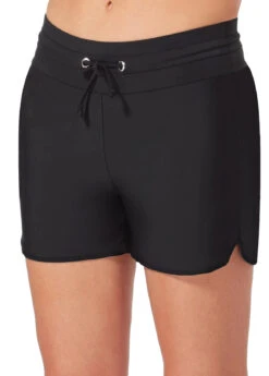 Black Mid Waist Drawstring Detail Swim Shorts 7 Black Mid Waist Drawstring Detail Swim Shorts -Rosewe Swimwear Store 295822 P 1645171634389