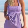 Light Purple Wide Strap Lace Stitching Tankini Set -Rosewe Swimwear Store 297140 P 1645606126889