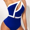 Cutout Royal Blue Contrast Stitch One Piece Swimwear -Rosewe Swimwear Store 301677 P 1648453424062