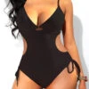 Cutout Black Cross Strap One Piece Swimwear -Rosewe Swimwear Store 301983 P 1649853257499