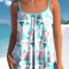 Bowknot Geometric Print Light Blue Tankini Set 1 Bowknot Geometric Print Light Blue Tankini Set -Rosewe Swimwear Store 304473 P 1652163748003