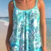 Cyan Tribal Paisley Print Bowknot Tankini Set -Rosewe Swimwear Store 304829 P 1652355588428