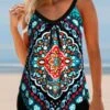 Tribal Print Bowknot Multi Color Tankini Top-No Bottom -Rosewe Swimwear Store 305919 P 1654854635648
