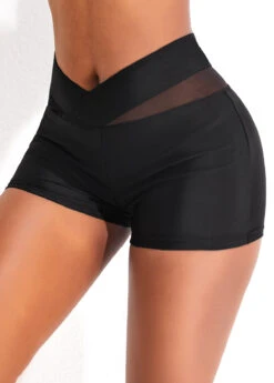 Mesh Mid Waisted Black Swim Shorts