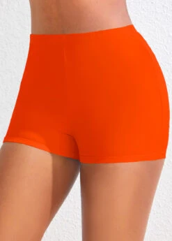Mid Waisted Orange Swimwear Shorts -Rosewe Swimwear Store 319917 P 16739419731132