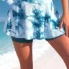 Tie Dye High Waisted Print Peacock Blue Pantskirt -Rosewe Swimwear Store 320820 P 1669696706813