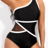 Contrast Binding Black Asymmetric One Piece Swimwear -Rosewe Swimwear Store 321008 P 1672737224597
