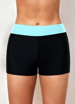 Mid Waisted Contrast Light Blue Swim Shorts
