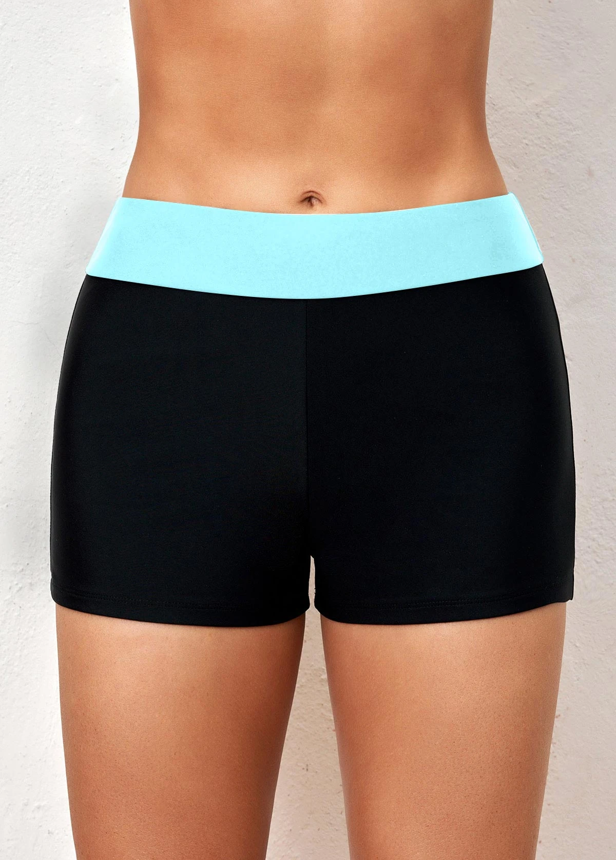 Mid Waisted Contrast Light Blue Swim Shorts 3 Mid Waisted Contrast Light Blue Swim Shorts
