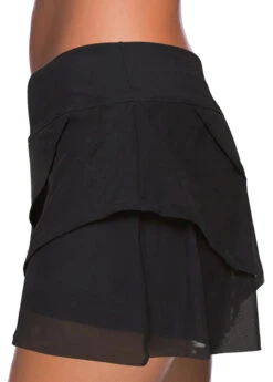 Layered Black High Waisted Swim Skirt -Rosewe Swimwear Store 321256 P 1670571596740