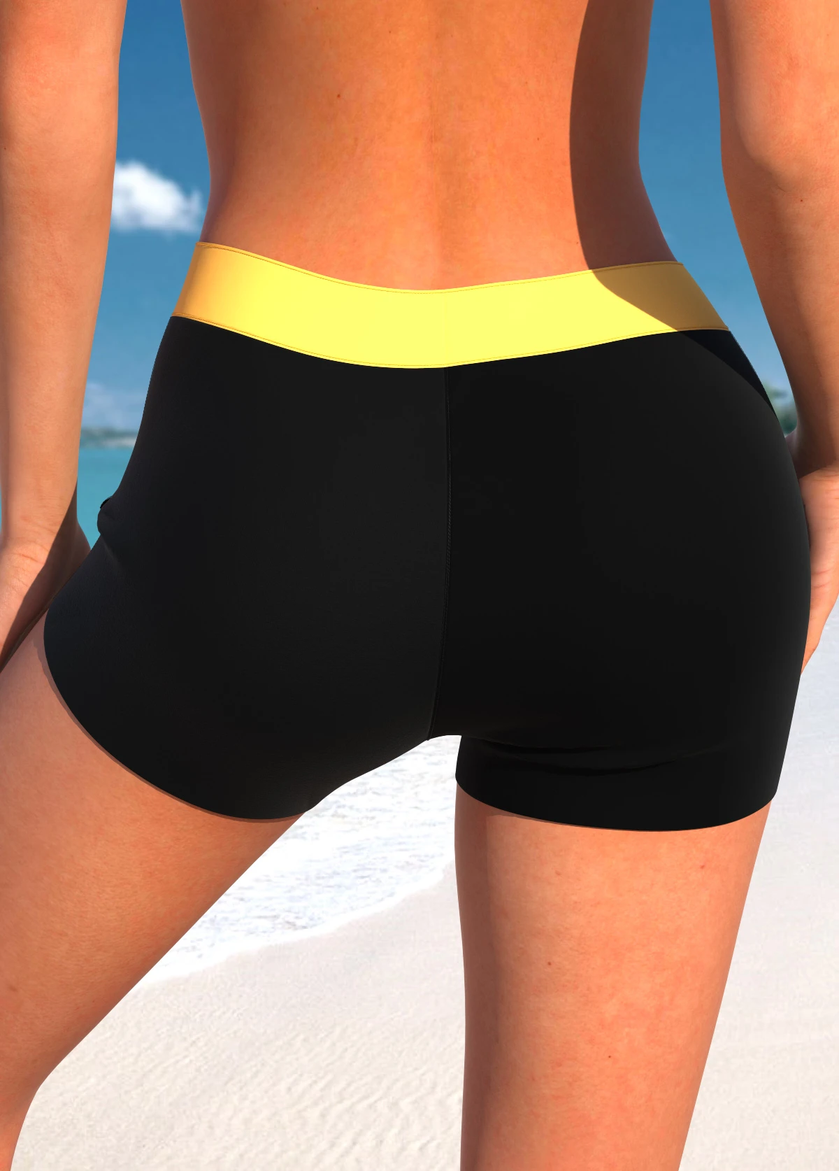 Contrast Mid Waisted Yellow Swim Shorts 4 Contrast Mid Waisted Yellow Swim Shorts - Image 2