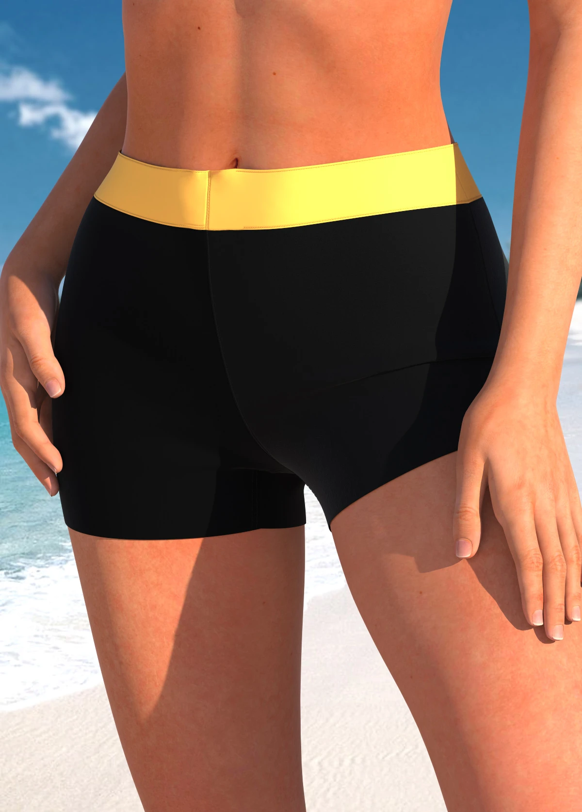Contrast Mid Waisted Yellow Swim Shorts 5 Contrast Mid Waisted Yellow Swim Shorts - Image 3