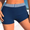 Mid Waisted Navy Striped Swim Shorts -Rosewe Swimwear Store 322698 P 1683190289958