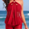 Halter Metal Ring Red Tankini Top-No Bottom -Rosewe Swimwear Store 322850 P 16774735385260