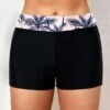 Mid Waisted Black Tropical Plants Print Swim Shorts -Rosewe Swimwear Store 323166 P 1672207275623