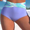 Striped Light Purple High Waisted Bikini Bottom -Rosewe Swimwear Store 324143 P 1673339764997