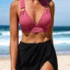 Dark Reddish Purple High Waisted Cut Out Bikini Set 2 Dark Reddish Purple High Waisted Cut Out Bikini Set -Rosewe Swimwear Store 324306 P 16799190543420