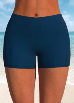 Mid Waisted Navy Stretch Swim Shorts
