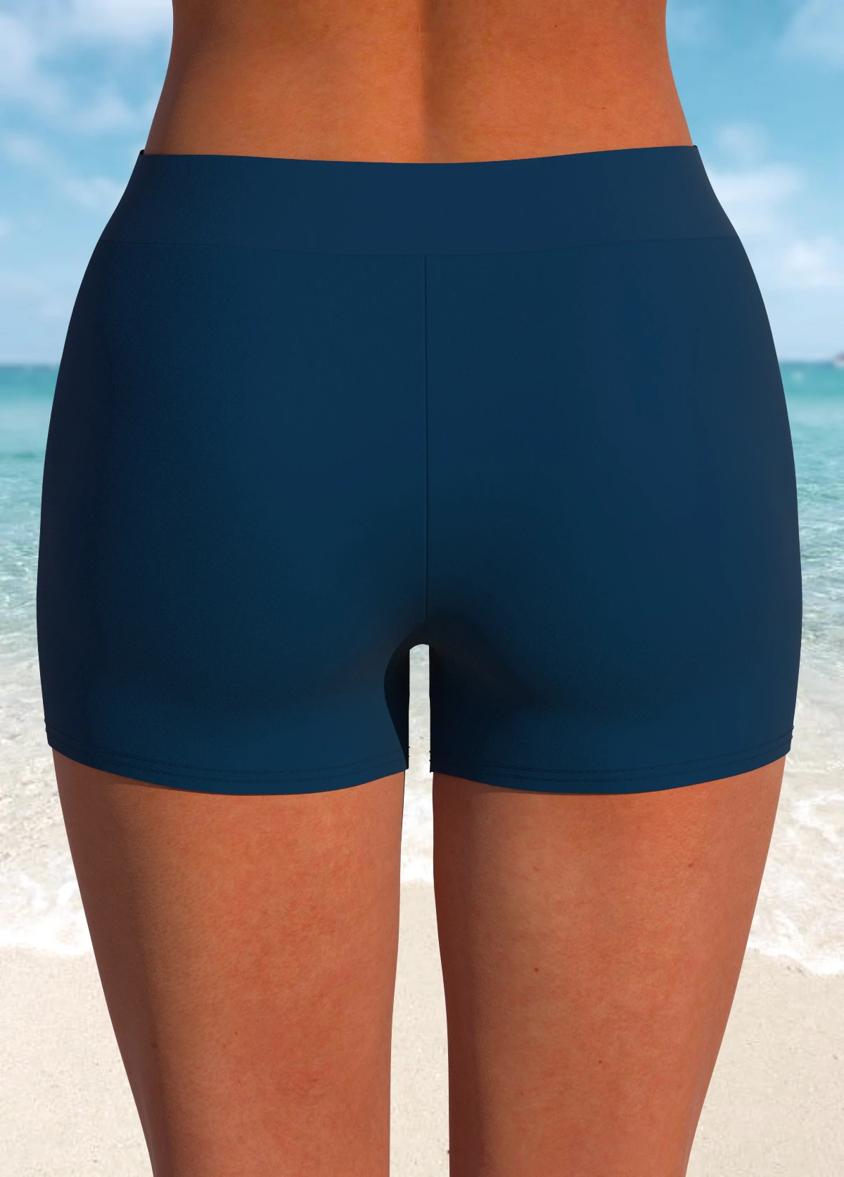 Mid Waisted Navy Stretch Swim Shorts 4 Mid Waisted Navy Stretch Swim Shorts - Image 2