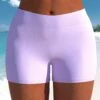 Mid Waisted Skinny Light Purple Swim Shorts