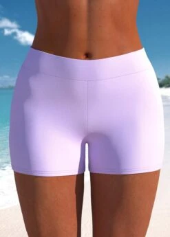 Mid Waisted Skinny Light Purple Swim Shorts