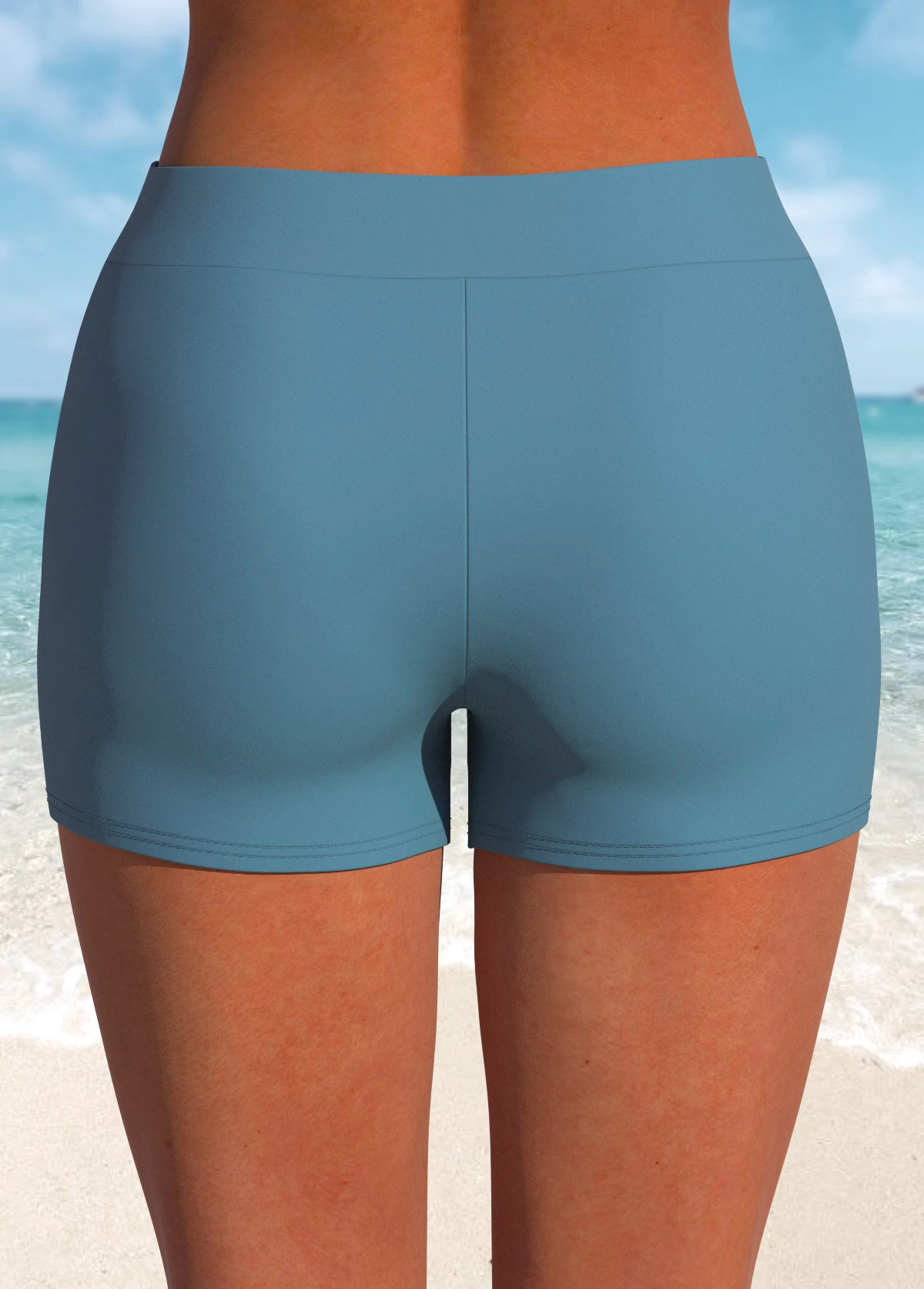 Mid Waisted Dusty Blue Stretch Swim Shorts 4 Mid Waisted Dusty Blue Stretch Swim Shorts - Image 2