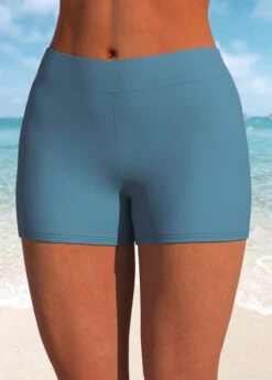 Mid Waisted Dusty Blue Stretch Swim Shorts 7 Mid Waisted Dusty Blue Stretch Swim Shorts -Rosewe Swimwear Store 325505 P 1676632020021