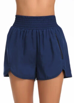 High Waisted Blue Smocked Beach Shorts -Rosewe Swimwear Store 325546 P 16771415202832