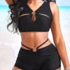 Mid Waisted Cut Out Black Bikini Sets 2 Mid Waisted Cut Out Black Bikini Sets -Rosewe Swimwear Store 325580 P 16767154160600