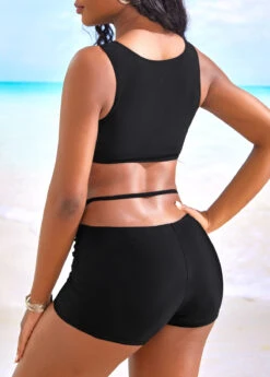 Mid Waisted Cut Out Black Bikini Sets -Rosewe Swimwear Store 325580 P 16767154167081