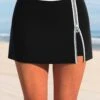 Mid Waisted Black Zipper Contrast Stitching Pantskirt -Rosewe Swimwear Store 325966 P 1675845286928