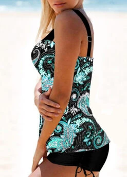 Tribal Print Wrap Cyan Tankini Top-No Bottom -Rosewe Swimwear Store 326803 P 1676527781254