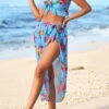 Mid Waisted Floral Print Ruffle Bikini Sets -Rosewe Swimwear Store 326877 P 16781922318140