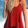 Wide Strap Cross Hem Red Tankini Top-No Bottom -Rosewe Swimwear Store 327256 P 1678097206704