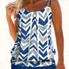 Double Straps Geometric Print Blue Tankini Top-No Bottom -Rosewe Swimwear Store 327313 P 1677045931450