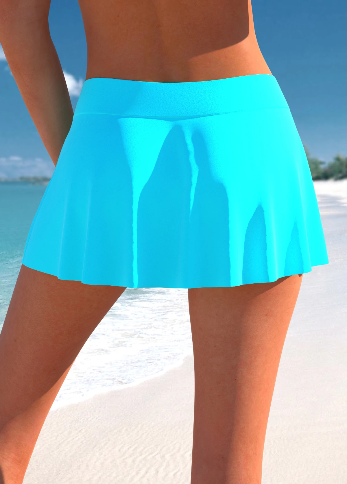 Mid Waisted Cyan High Stretch Pantskirt 4 Mid Waisted Cyan High Stretch Pantskirt - Image 2