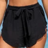 Cross Hem Black Belted Beach Shorts 1 Cross Hem Black Belted Beach Shorts -Rosewe Swimwear Store 328194 P 16798836156160