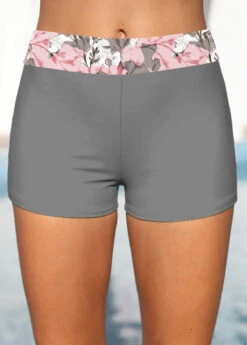 Mid Waisted Floral Print Contrast Binding Tankini Set -Rosewe Swimwear Store 329118 P 1678683277392