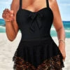 Bowknot Lace Black One Piece Swimwear 1 Bowknot Lace Black One Piece Swimwear -Rosewe Swimwear Store 329351 P 1679879387645