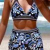 High Waisted Tribal Print Cross Hem Bikini Set -Rosewe Swimwear Store 329535 P 1679879277657
