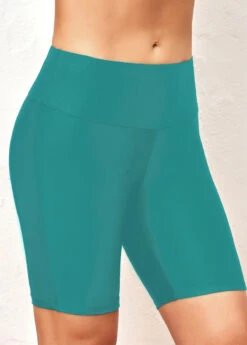 Wide Waistband Mid Waisted Turquoise Swimwear Shorts -Rosewe Swimwear Store 330085 P 1681899390838