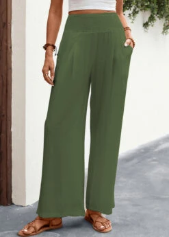 Breathable Green Smocked Pocket Cover Up