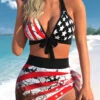 High Waisted American Flag Print Mesh Bikini Set -Rosewe Swimwear Store 331909 P 1681711236314