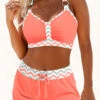 Coral Chevron Print Circular Ring Bikini Set -Rosewe Swimwear Store 332115 P 1681889273312