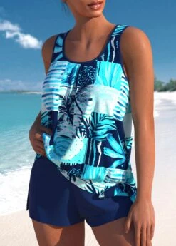 High Waisted Tropical Plants Print Tie Tankini Set 7 High Waisted Tropical Plants Print Tie Tankini Set -Rosewe Swimwear Store 332141 P 1681884186933