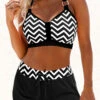 Mid Waisted Wave Pattern Print Bikini Set -Rosewe Swimwear Store 333292 P 1683268765141